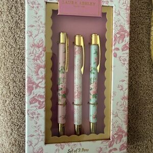 Laura Ashley Floral Ballpoint Pen Trio - Pink, Cream, Mint